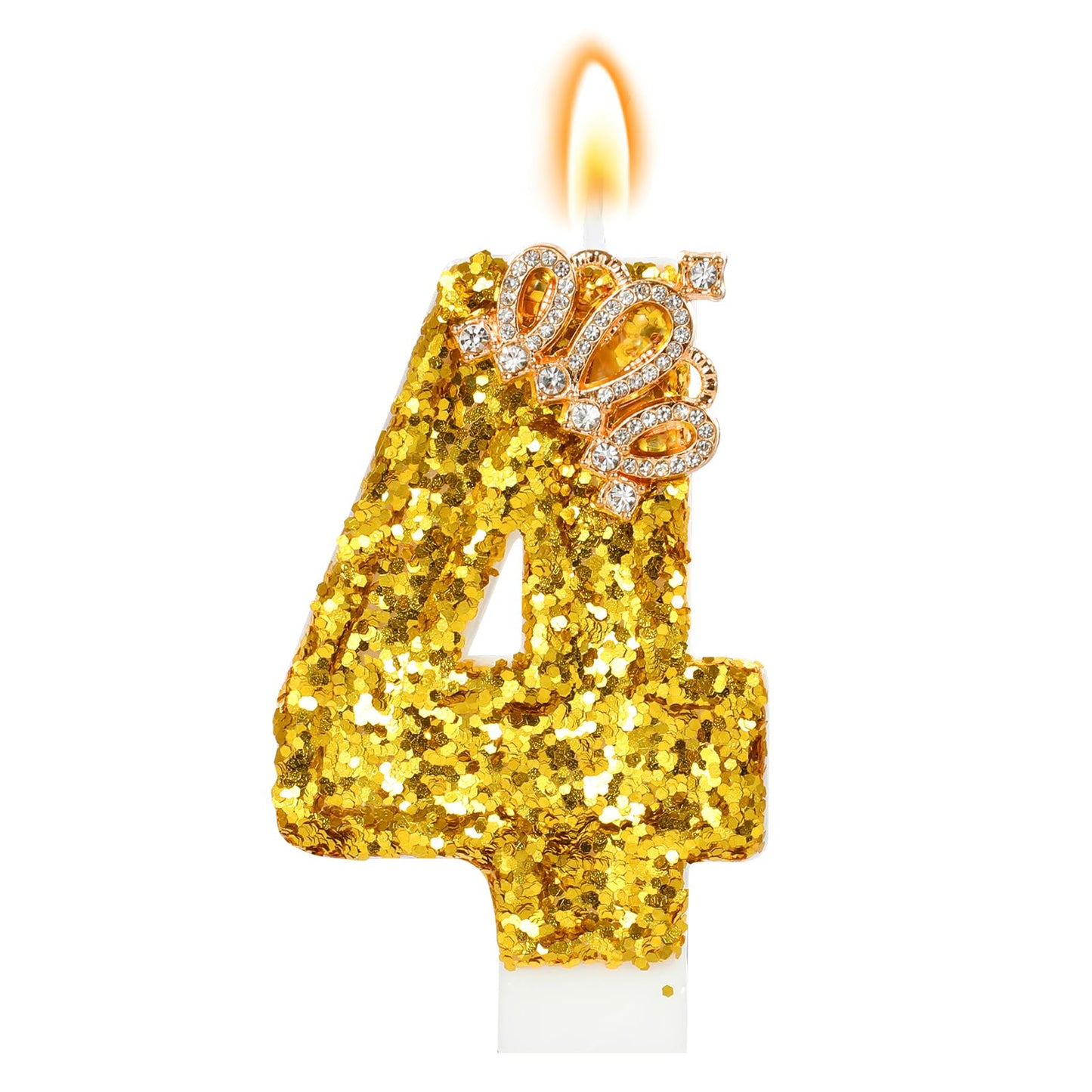 Glitter Birthday Number Candles, Crown Birthday Candles for Cake