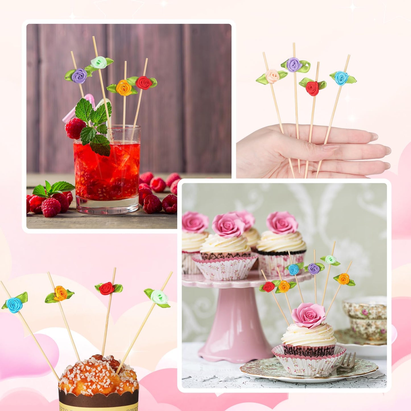 Derby Party Cocktail Picks – Bamboo Skewers for Appetizers, Fruit, Sandwiches, and Party Decorations 200-Piece