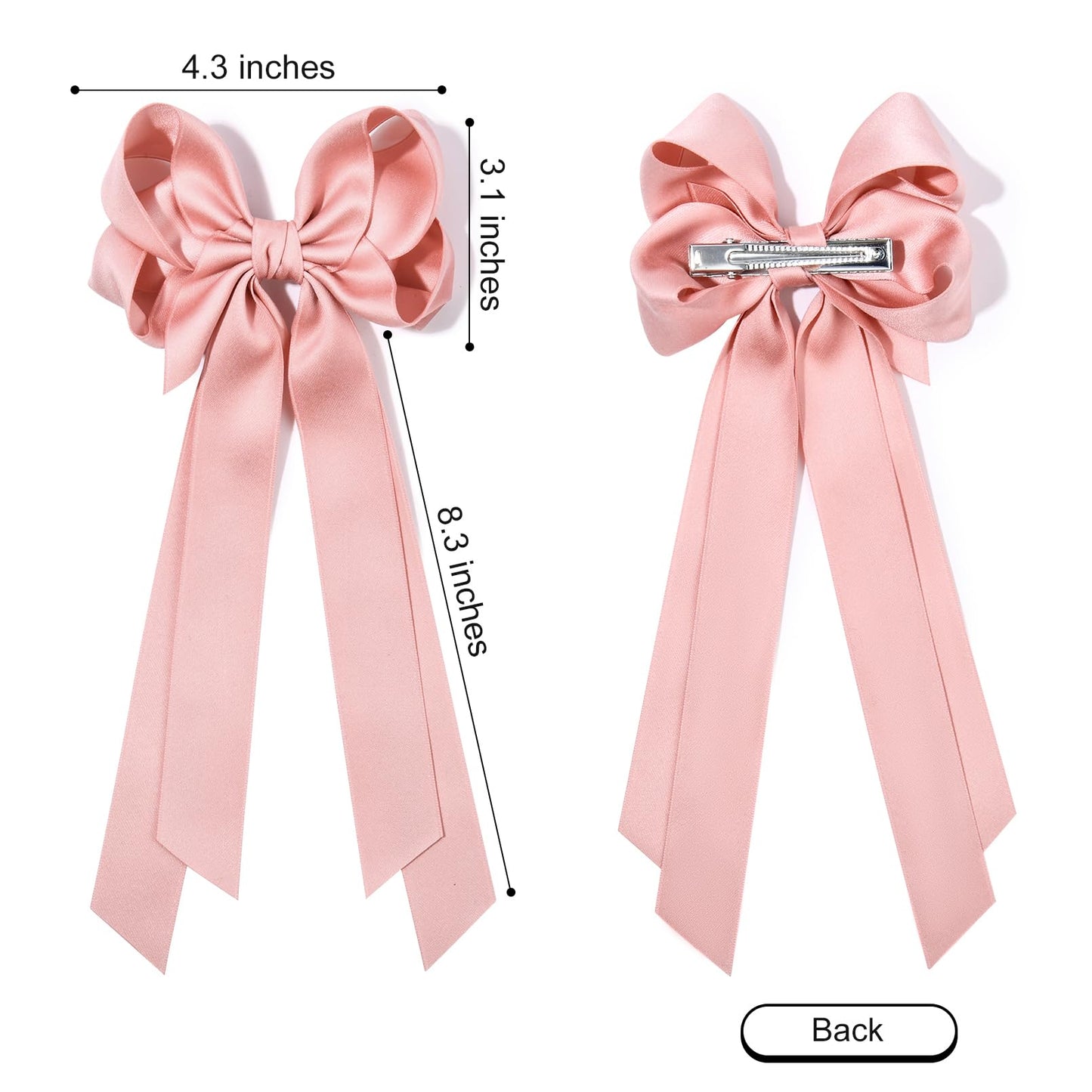 Silky Satin 2PCS Hair Bows Hair Clip - Holder Accessories Slides Metal Clips Hair Bow