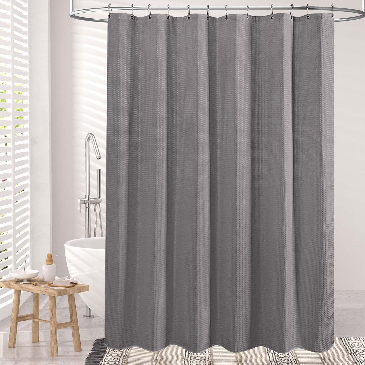 Waffle Shower Curtain - Fabric Shower Curtain Heavy Duty Hotel Quality Bathroom Shower Curtains, 72 x 72 Inches