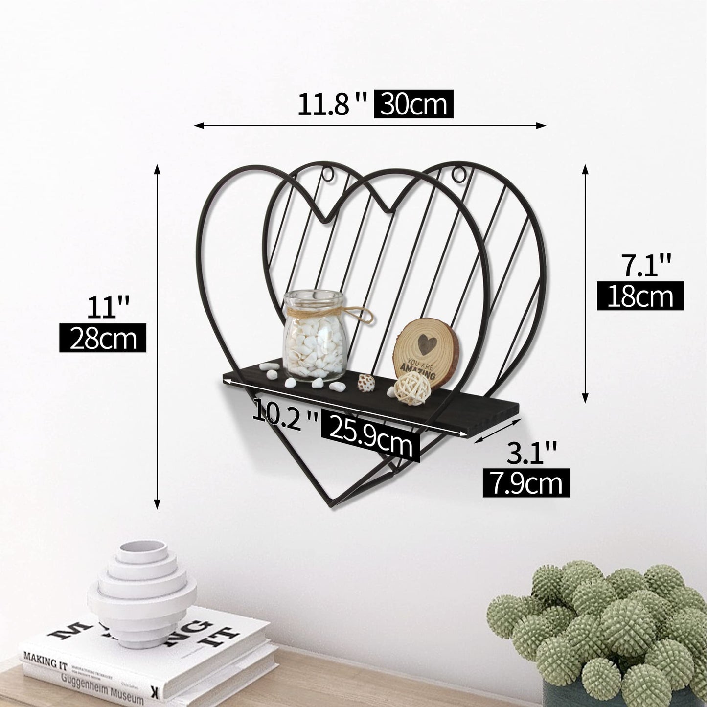 Heart-Shaped Floating Shelf – Funky Wall Organizer for Trinkets, Aesthetic Room Decor