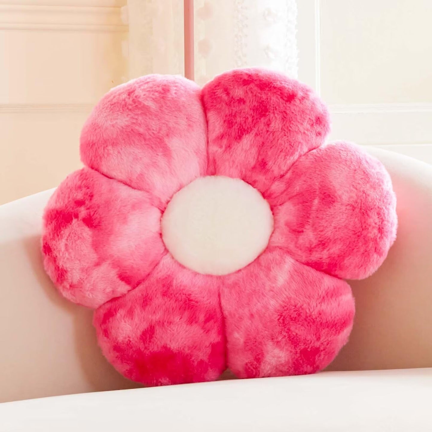 Plush Flower-Shaped Throw Pillow – Soft Faux Rabbit Fur Cushion for Bedroom or Living Room Decor