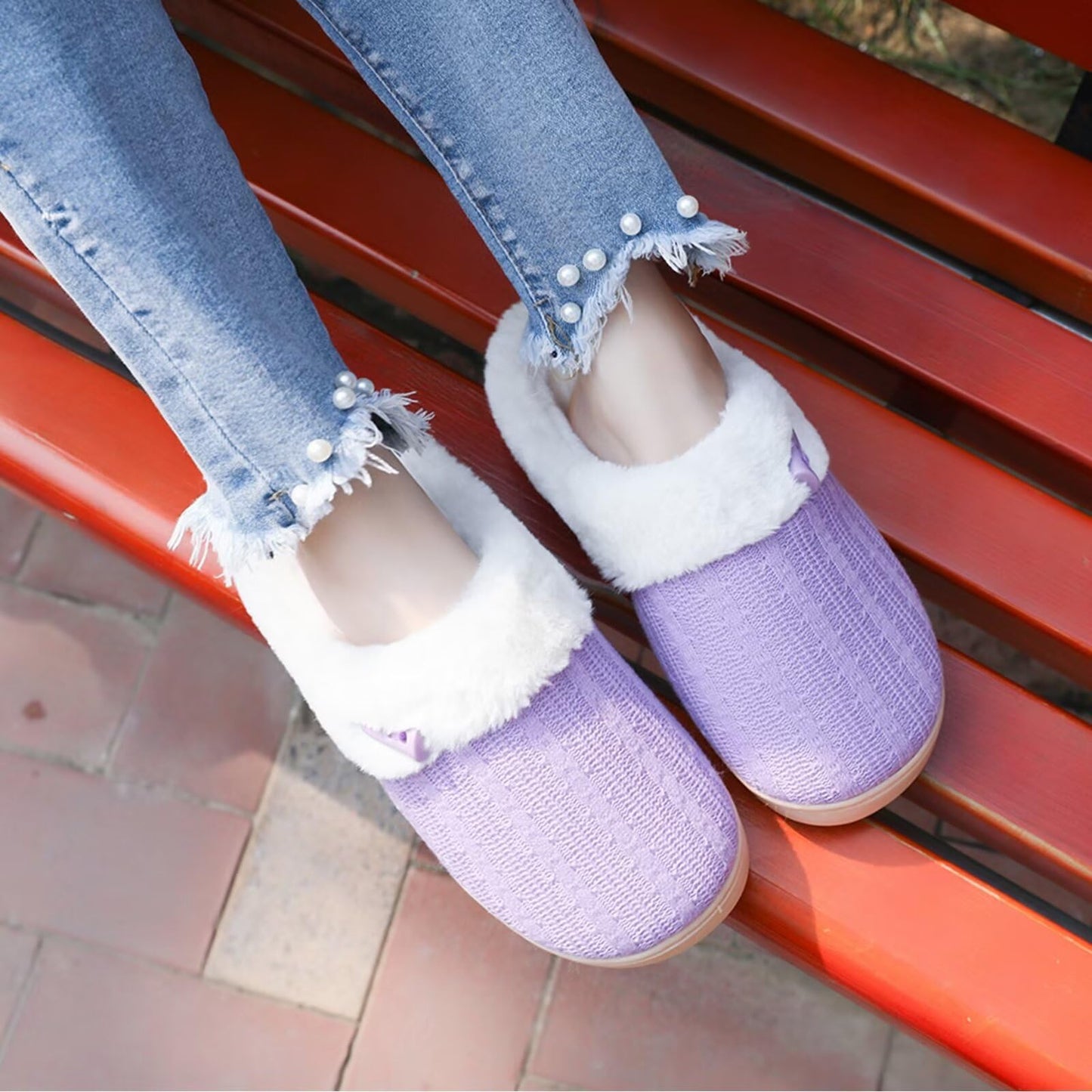 Women's Slip on Fuzzy House Slippers Memory Foam Slippers