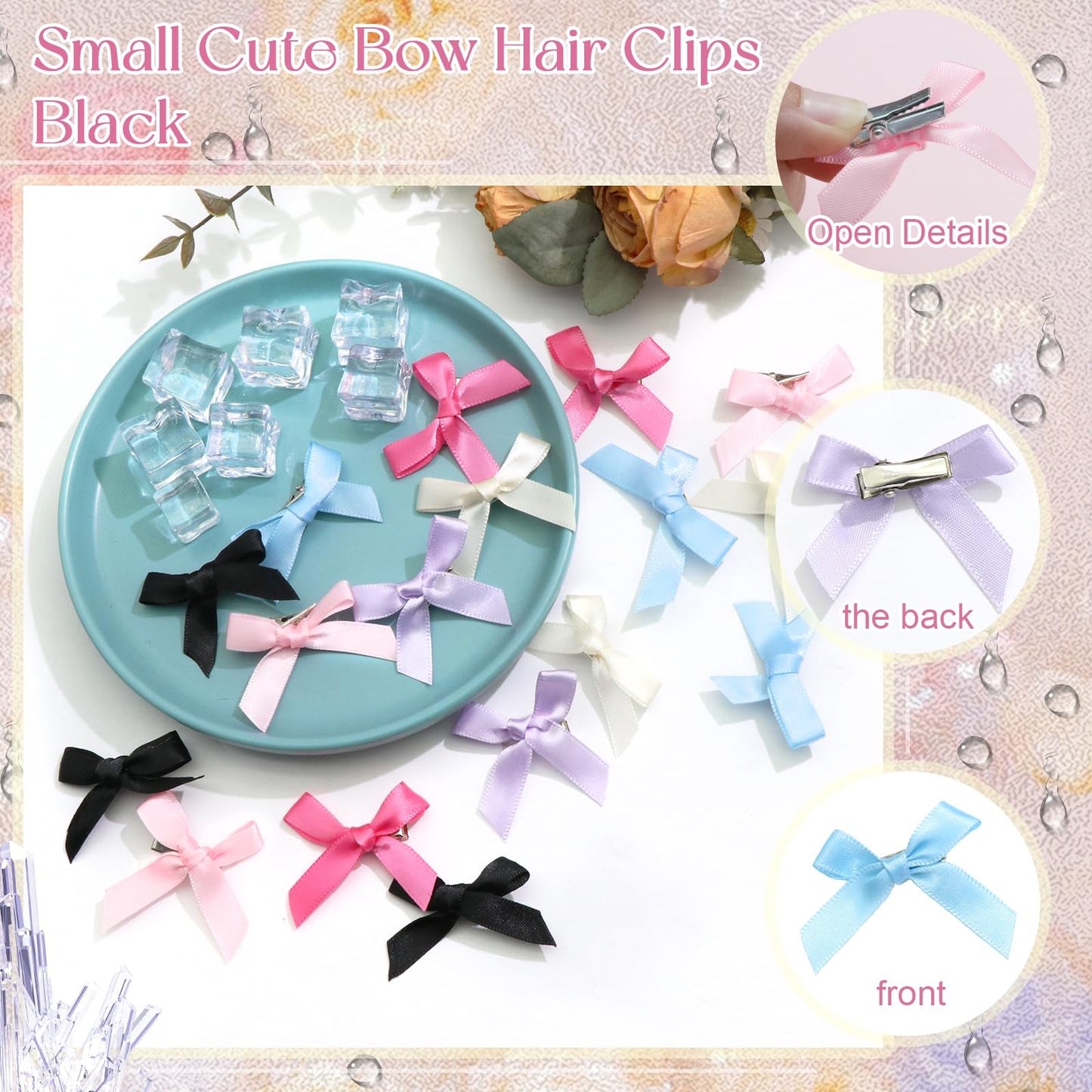 Mini 20PCS Bowknot Ribbon Barrettes - Cute Claw Clips Hair Accessories