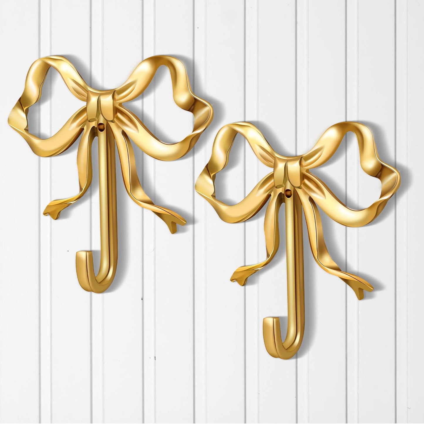 Gold Bow Knot Hooks Brass Bow Wall Door Hanger Towel