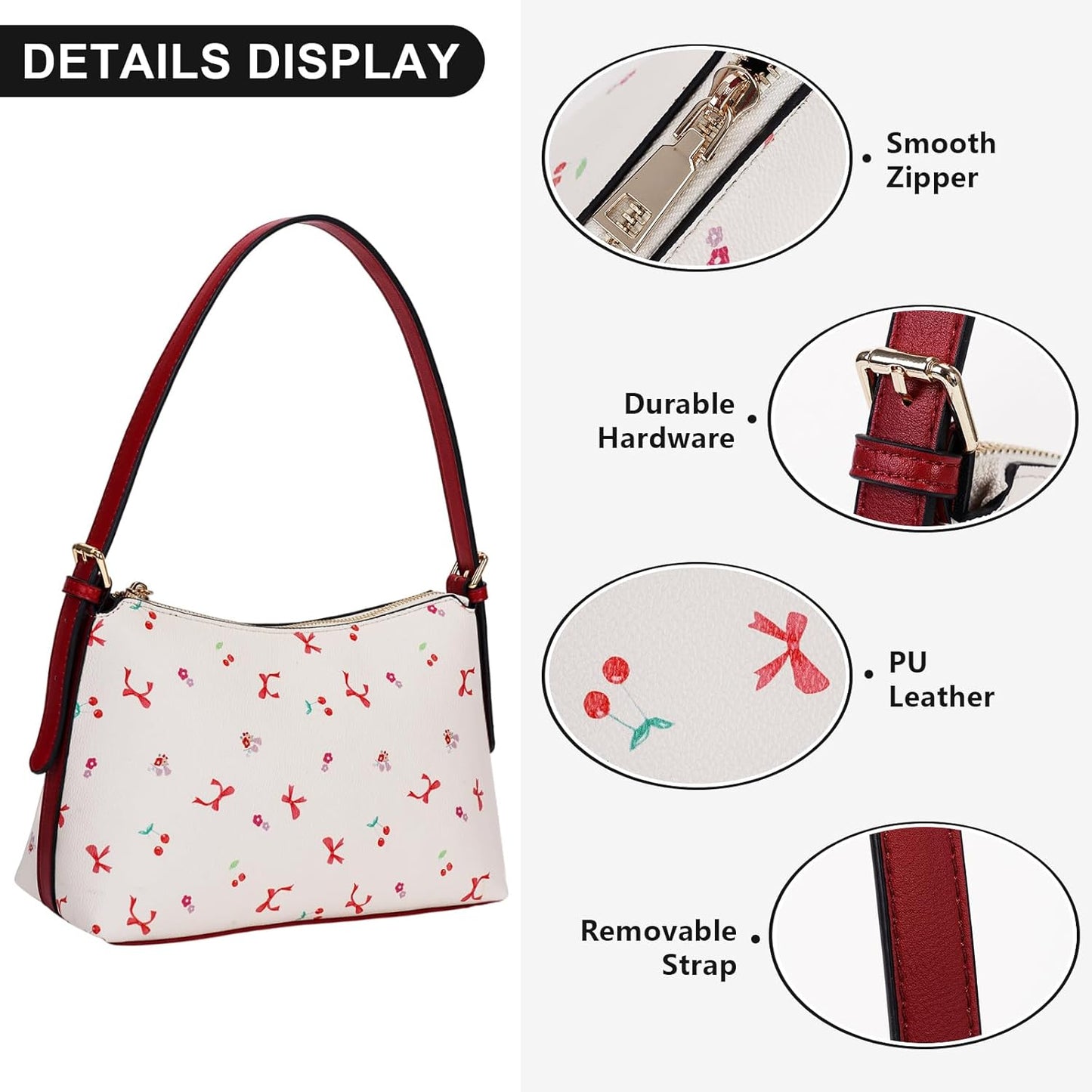 Coquette Small Shoulder Bag Bow Print Purse Cute Floral Handbag Purse