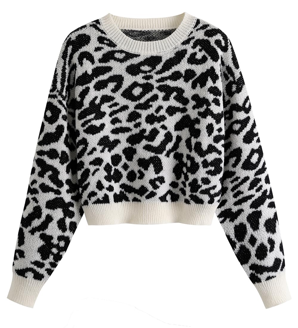 Sexy Crew Neck Batwing Cute Cropped Sweater - Lightweight Soft Knitted Short Pullover Jumper