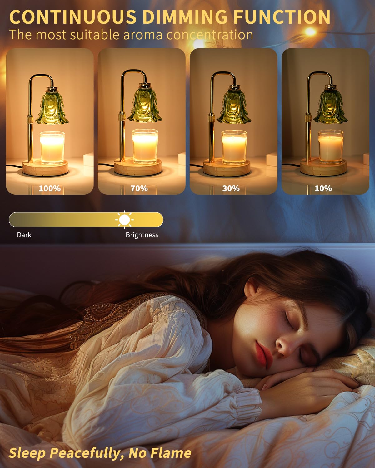 Dimmable Flower Candle Warmer Lamp with Timer & 4Bulbs