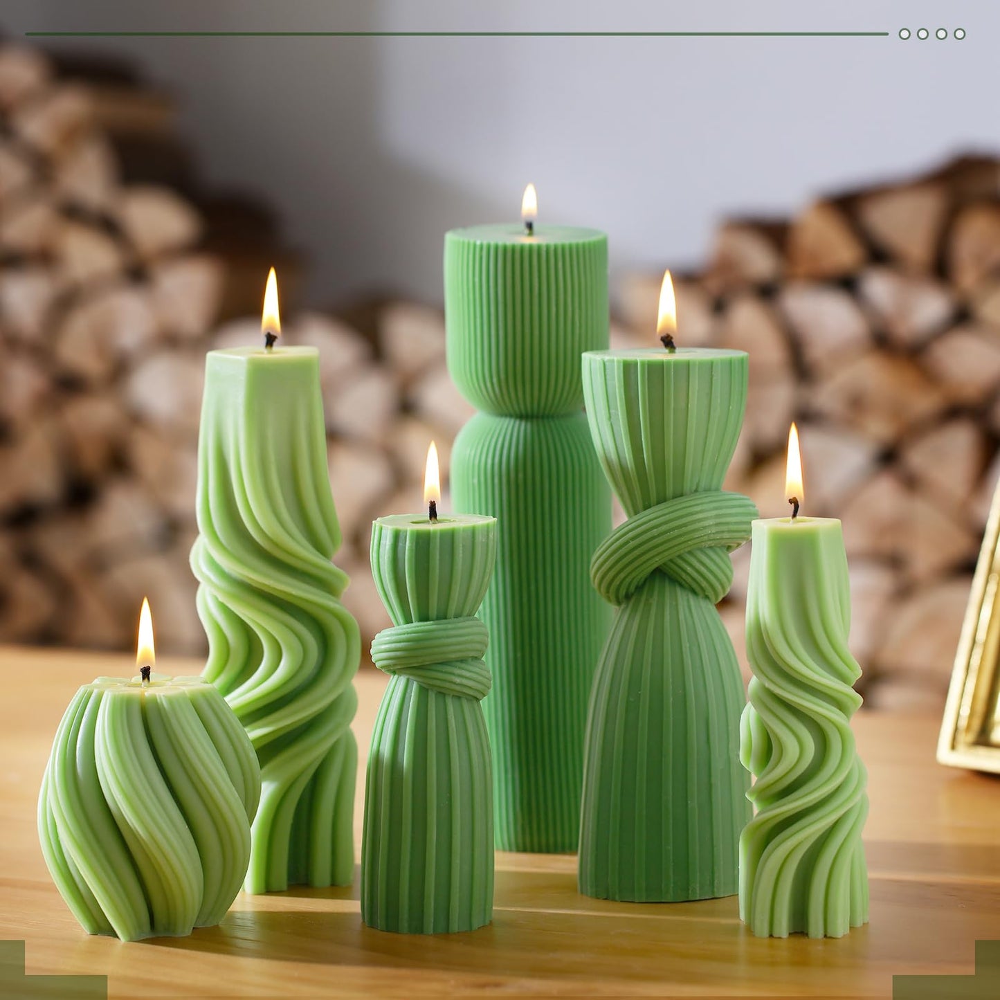 Modern Pillar Candles Ribbed Decorative Candle - Scented Ribbed Decor for Home