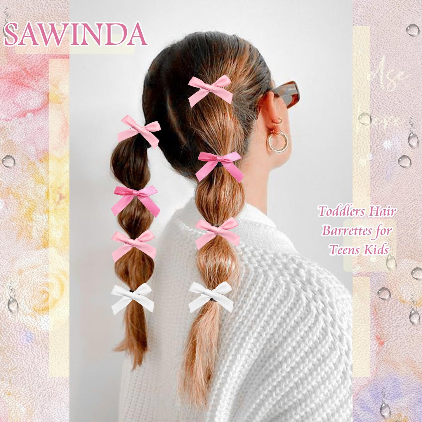 Mini 20PCS Bowknot Ribbon Barrettes - Cute Claw Clips Hair Accessories