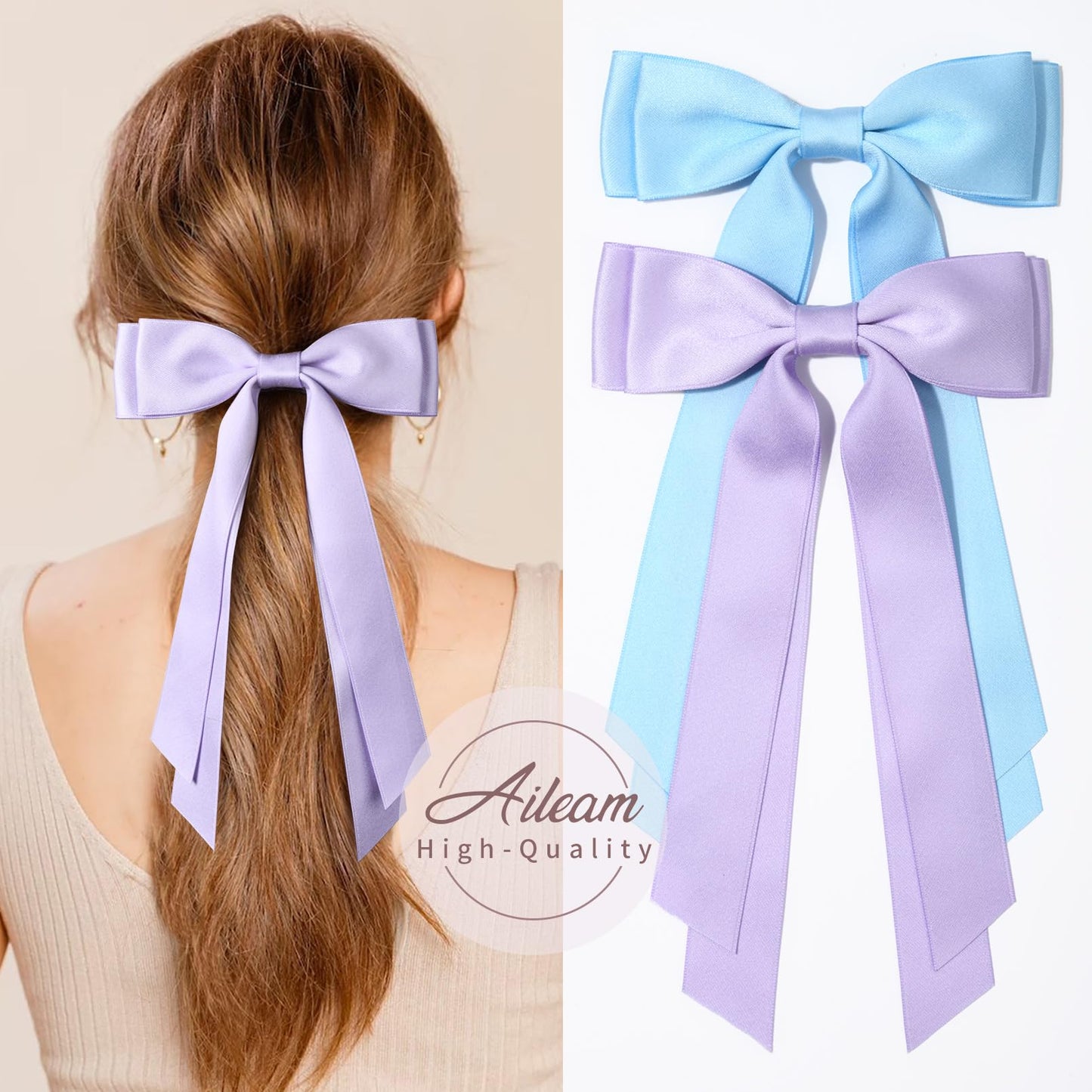 Silky Satin 2PCS Hair Bows Hair Clip - Holder Accessories Slides Metal Clips Hair Bow