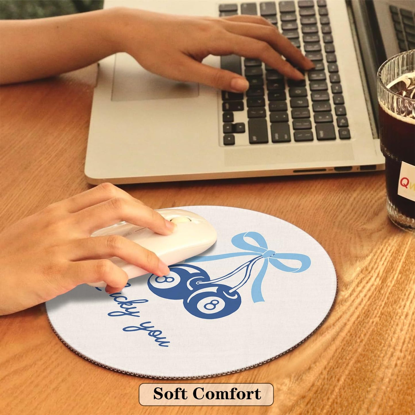 Preppy Mouse Pad, Funky Trendy Y2K Coquette Magic 8 Ball Small Round Mouse Pads for Desk, 7.9x7.9 Inches