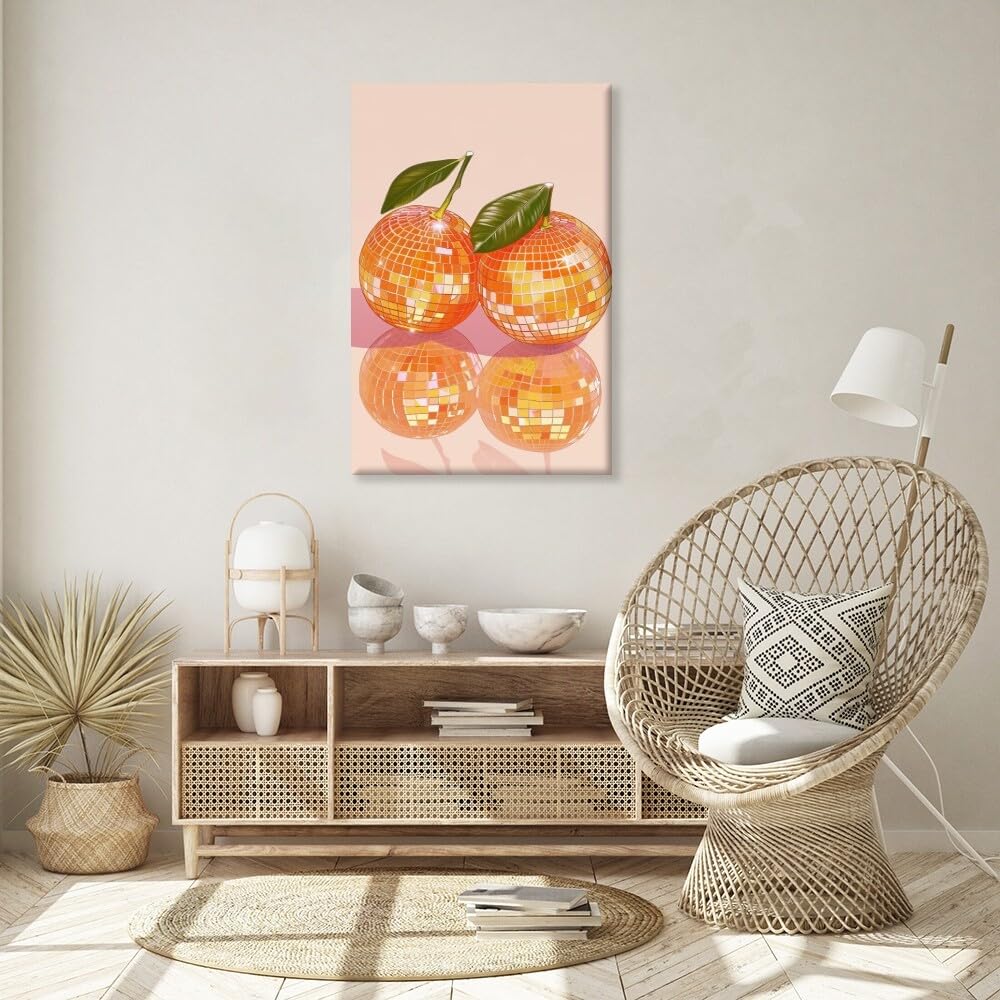 Disco Ball Fruits Canvas Print – Trendy Glam Wall Art