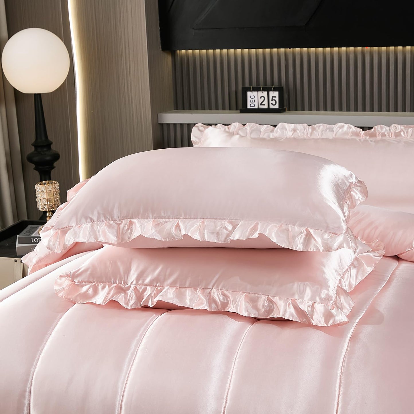 Comforter Silk Beddings - Luxury Silky Body Pillow Cover Ruffle