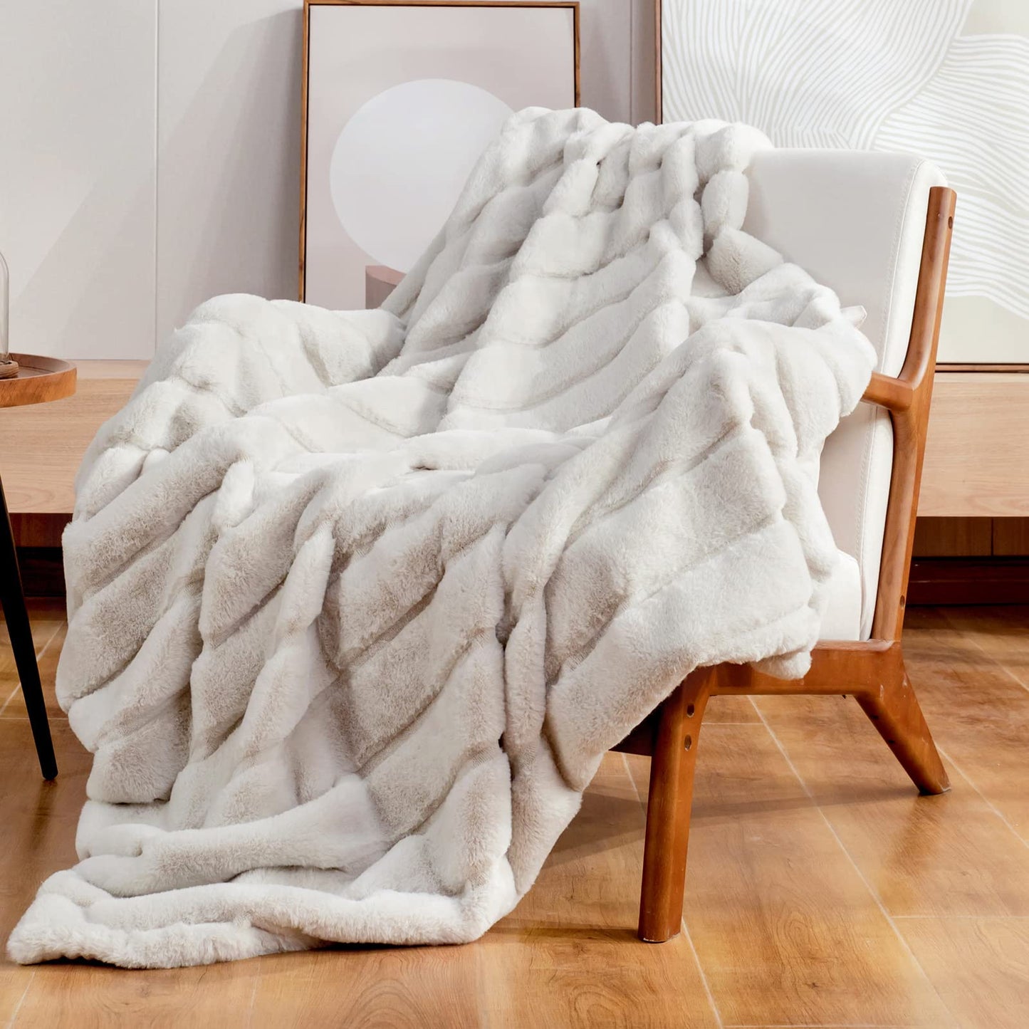 Cozy Bliss Faux Fur Throw Blanket Cozy Warm Plush Striped