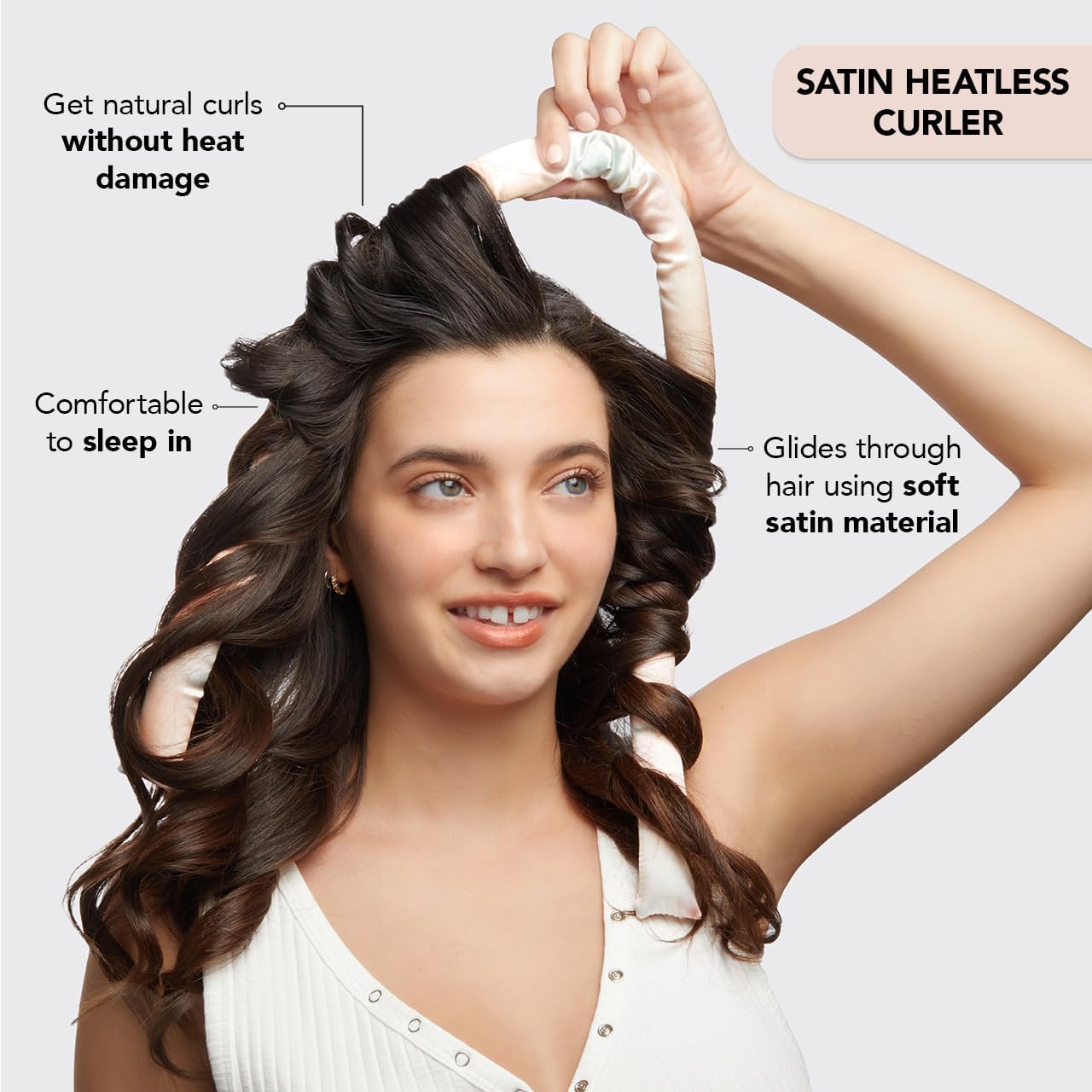 Satin Heatless Hair Curler Set - Heatless Curls Overnight, Hair Rollers for Soft Curls & Frizz-Free Styling, No Heat Curlers to Sleep in, Curling Rod Headband