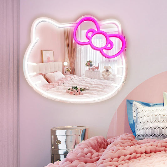 Hello Kit Mirror with Light Neon Signs for Wall Decor