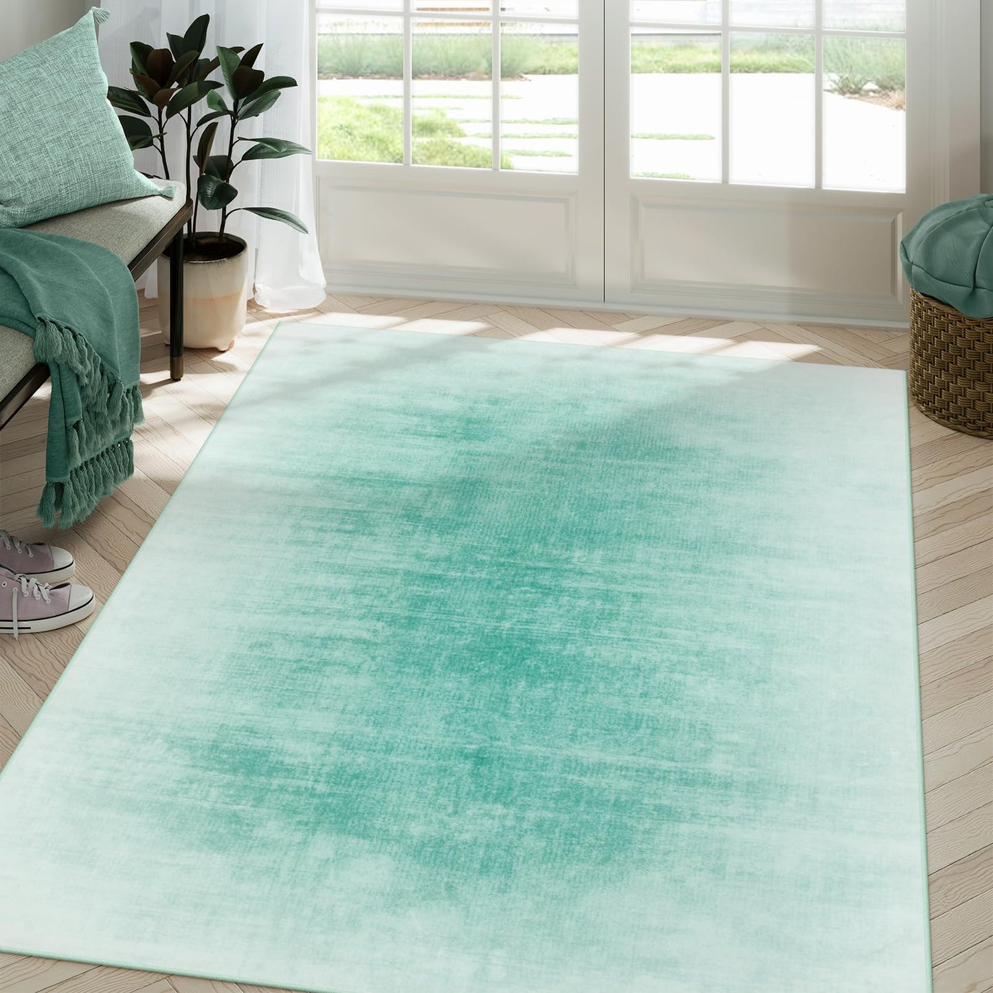 Contemporary Ombre Nursery Rug Washable Non-Slip