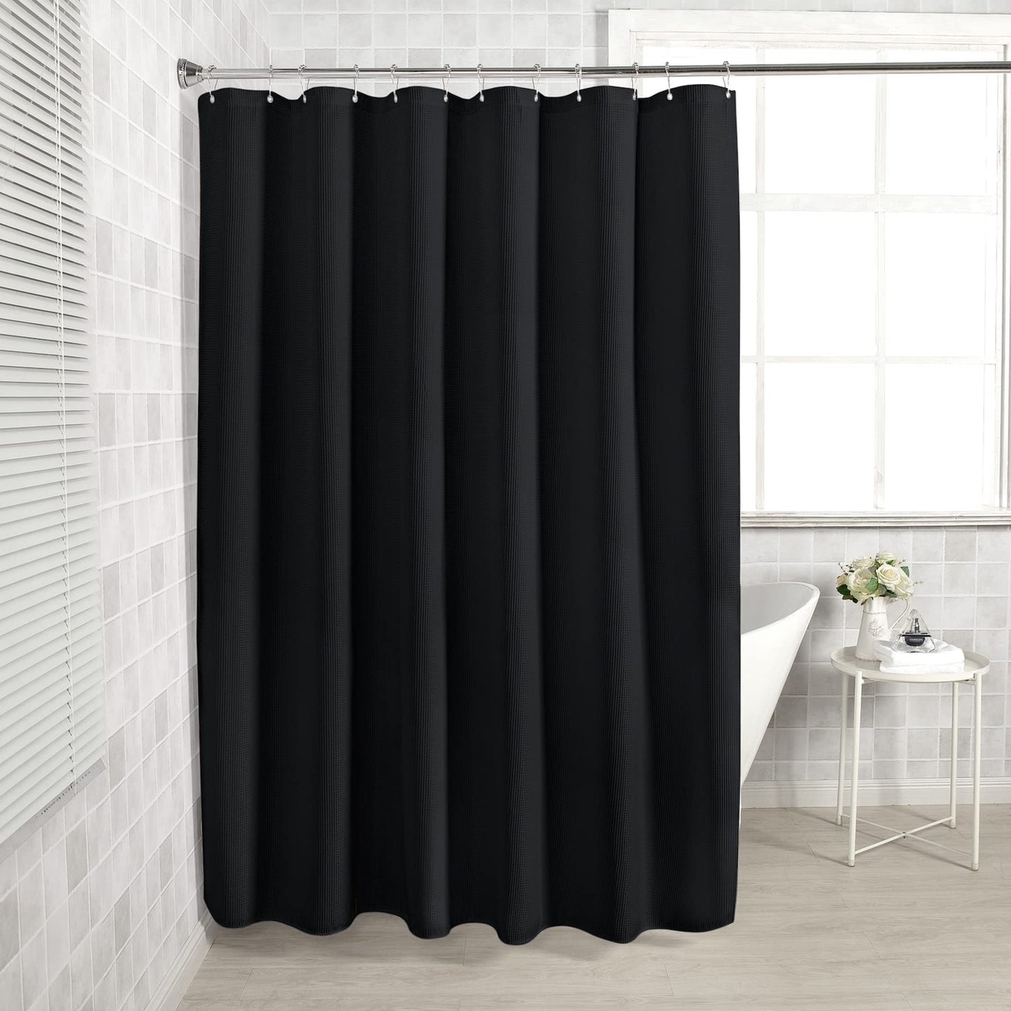 Waffle Shower Curtain - Fabric Shower Curtain Heavy Duty Hotel Quality Bathroom Shower Curtains, 72 x 72 Inches