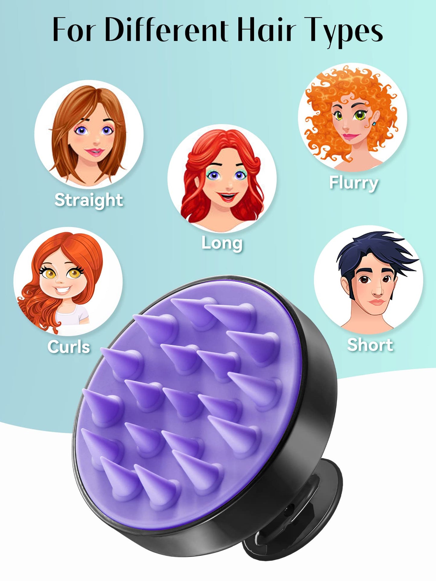 Shampoo Scalp Brush Massager - Scalp Scrubber with Soft Silicone Bristles for Hair Growth & Dandruff Removal