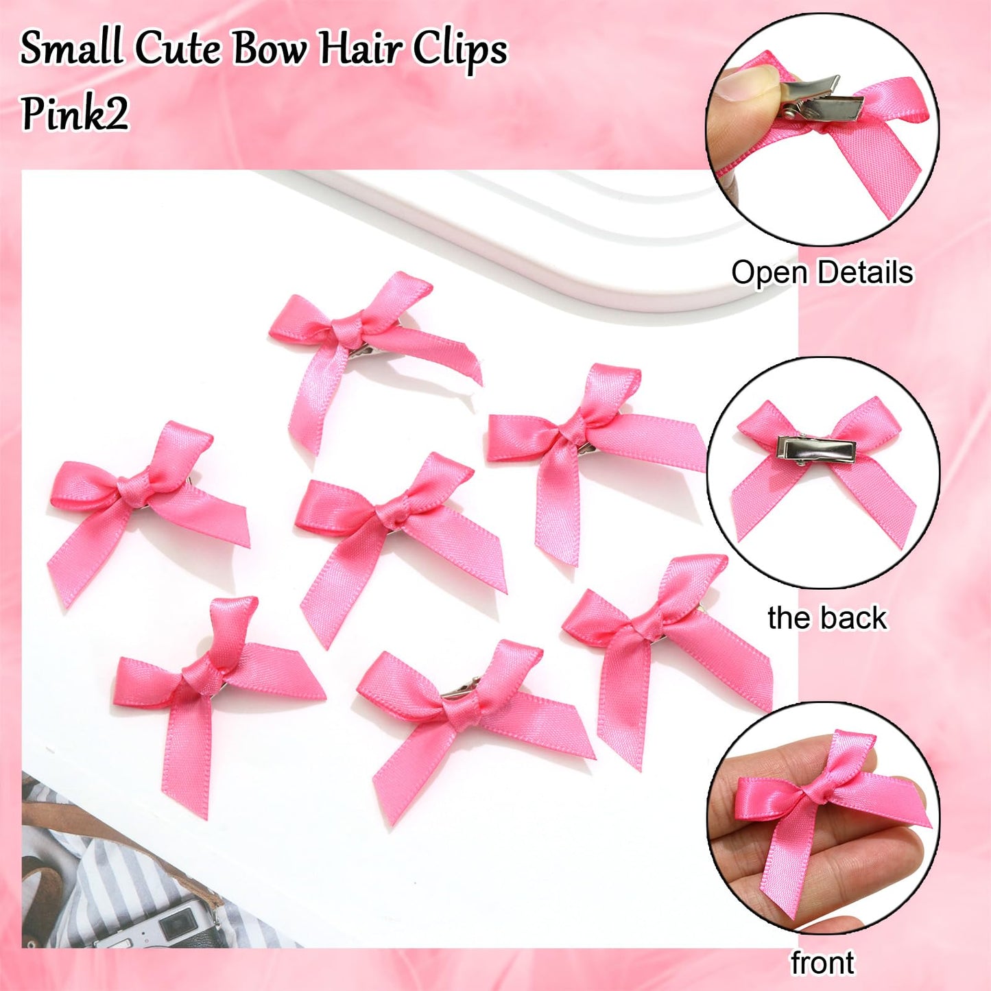 Mini 20PCS Bowknot Ribbon Barrettes - Cute Claw Clips Hair Accessories