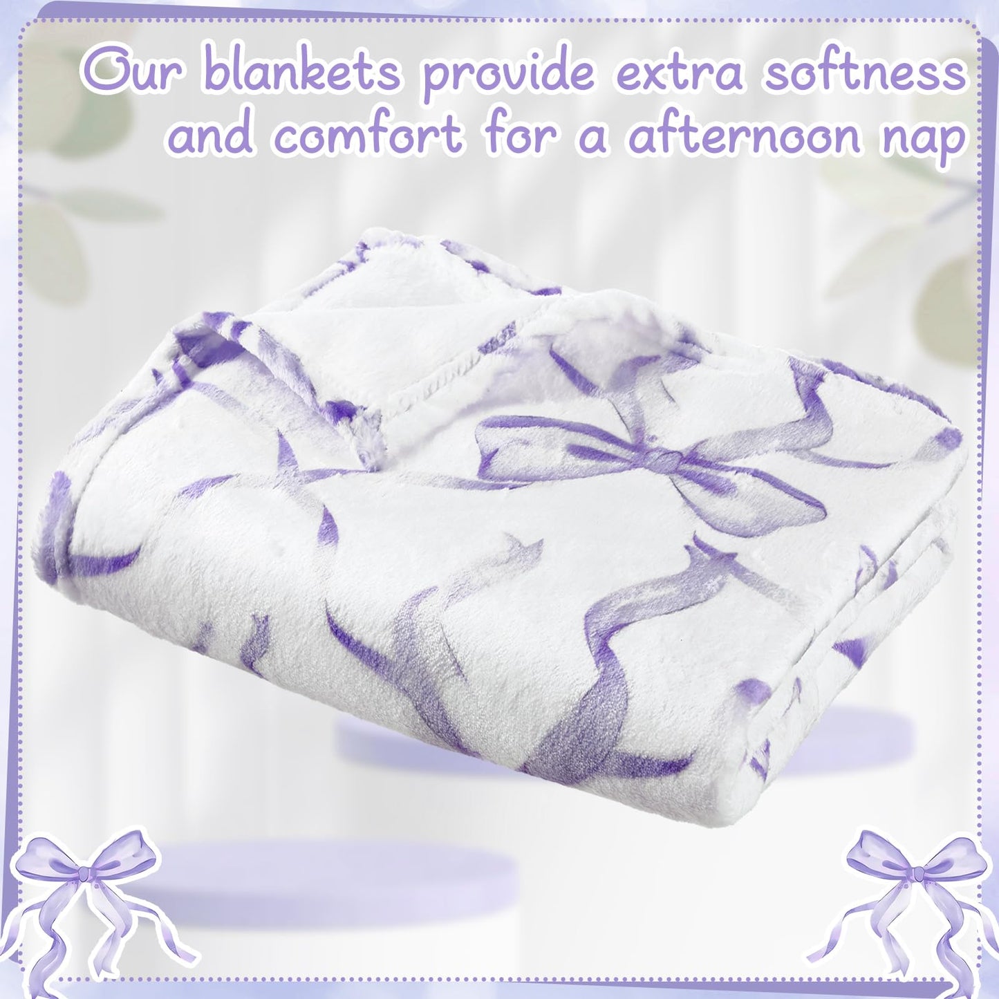 Coquette Bow Blanket Flannel Soft Lightweight Aesthetic Plush, 50" x 60"