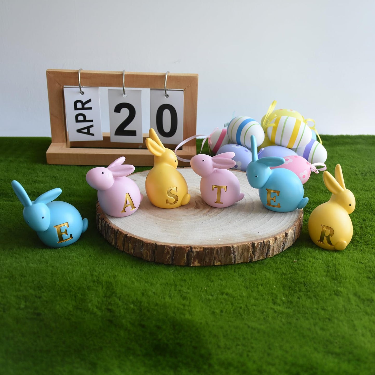 Easter Bunny Figurines Mantel Decor Resin 6Pcs Rabbit Statue Set Table Centerpiece Decorations 2.5 * 1.5 * 3 inch