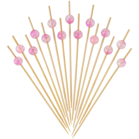 earl Cocktail Picks, 4.7 Inch Long Bamboo Fancy Toothpicks for Appetizers, Decorative Valentines Wedding Bridal Shower Party Food Drinks Fruit Skewer Sticks 100 Counts