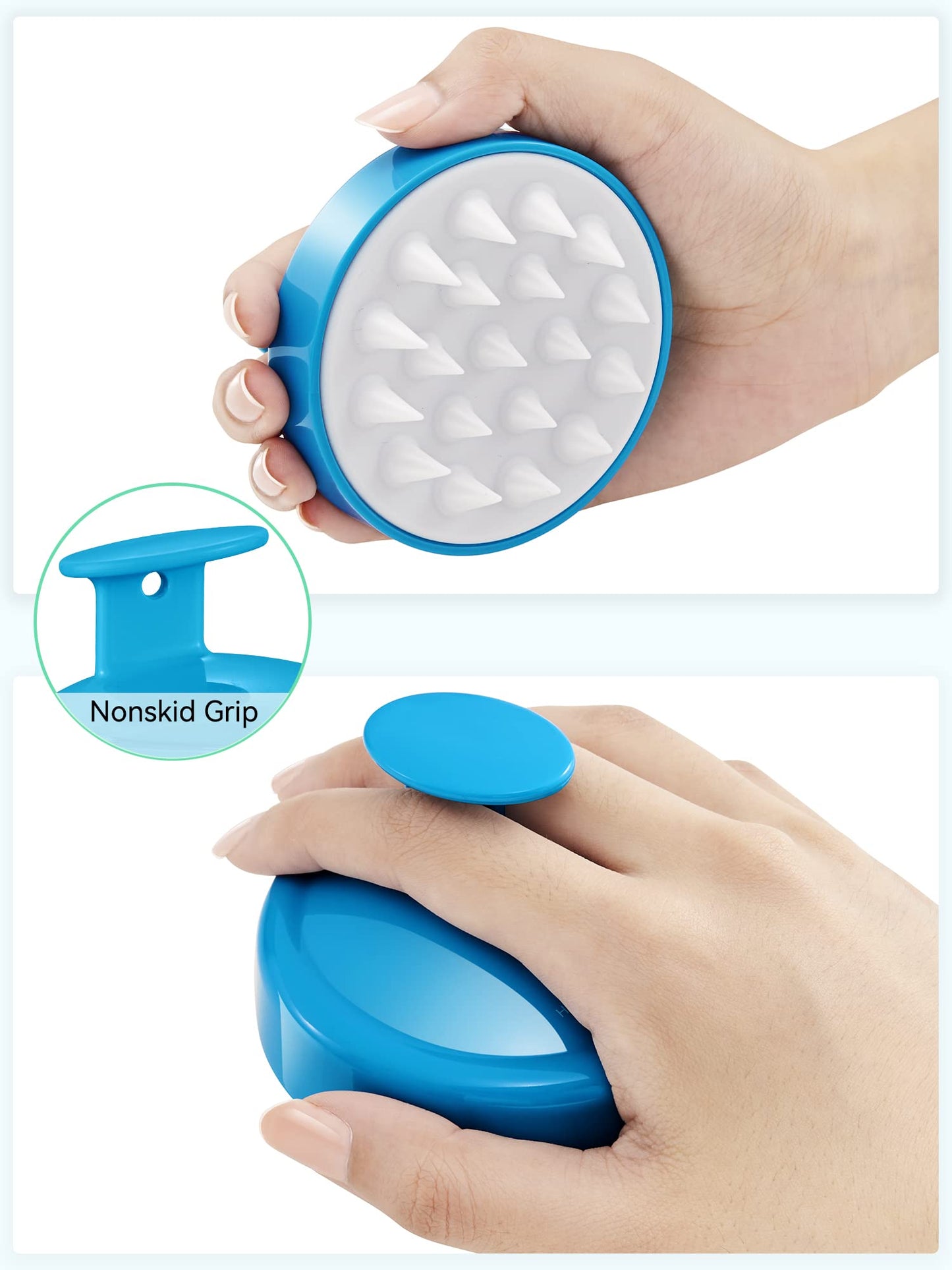 Shampoo Scalp Brush Massager - Scalp Scrubber with Soft Silicone Bristles for Hair Growth & Dandruff Removal