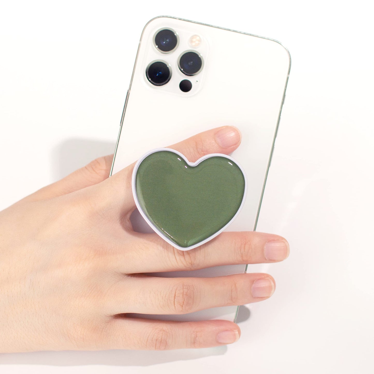 Cute Solid Color Heart Shape Collapsible Mobile Phone Grip Stand Holder for Smartphone Tablet Cell Phone Accessory