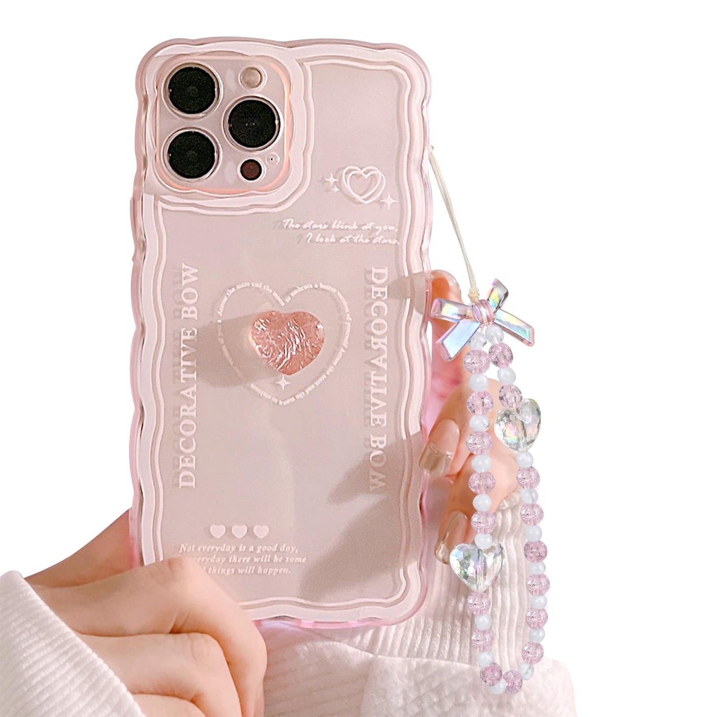 Cute 3D Pink Bowknot Slim Clear Aesthetic Design Protection Phone Cases Cover Compatible for iPhone 13