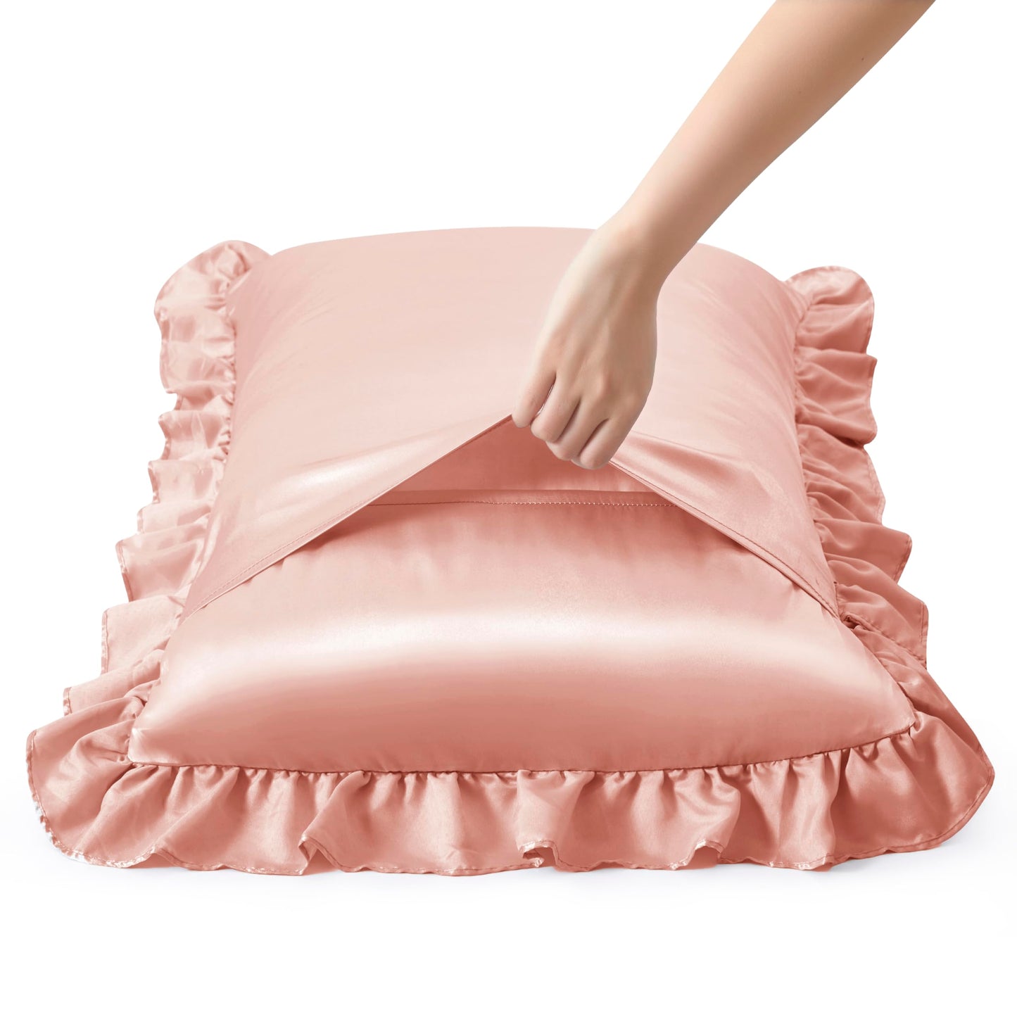 Princess Silky Satin Ruffled Pillow Cases Room Decoration