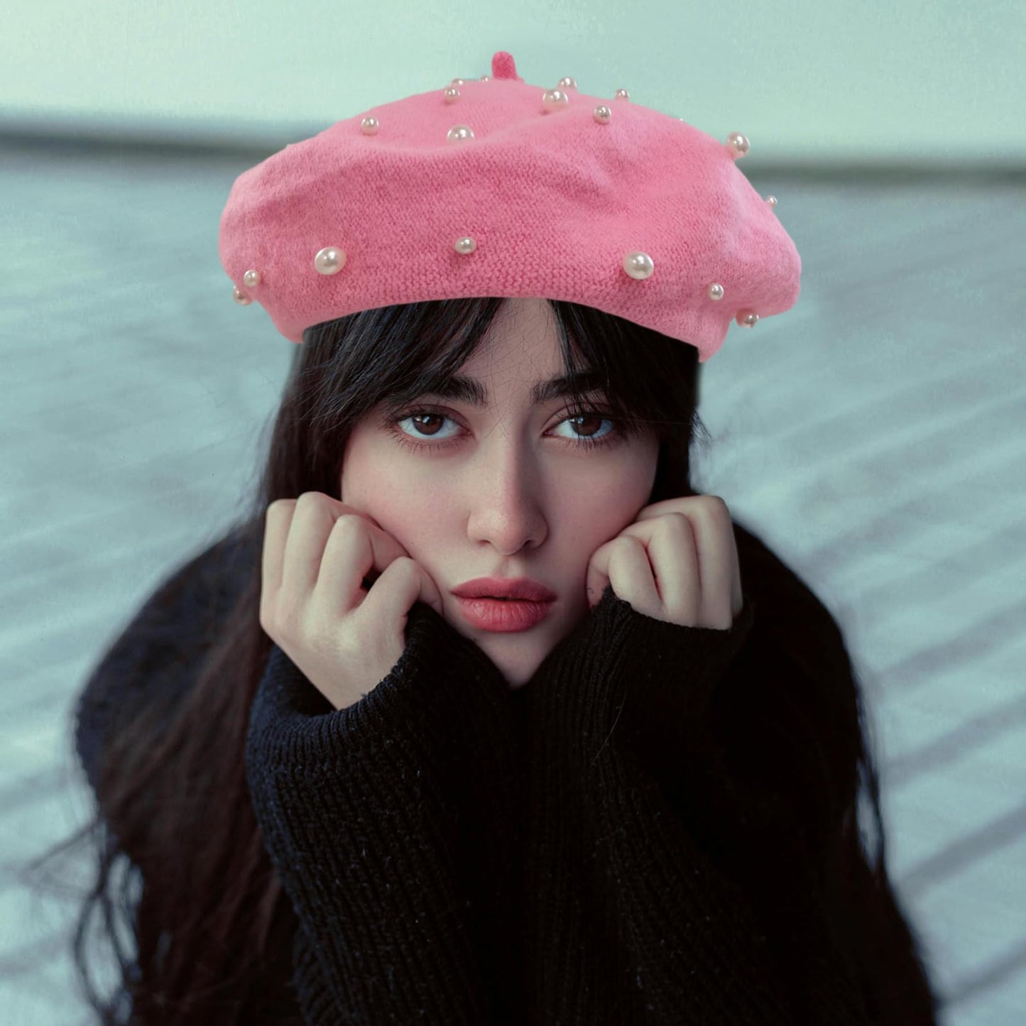 Women Pearl Beret Cap