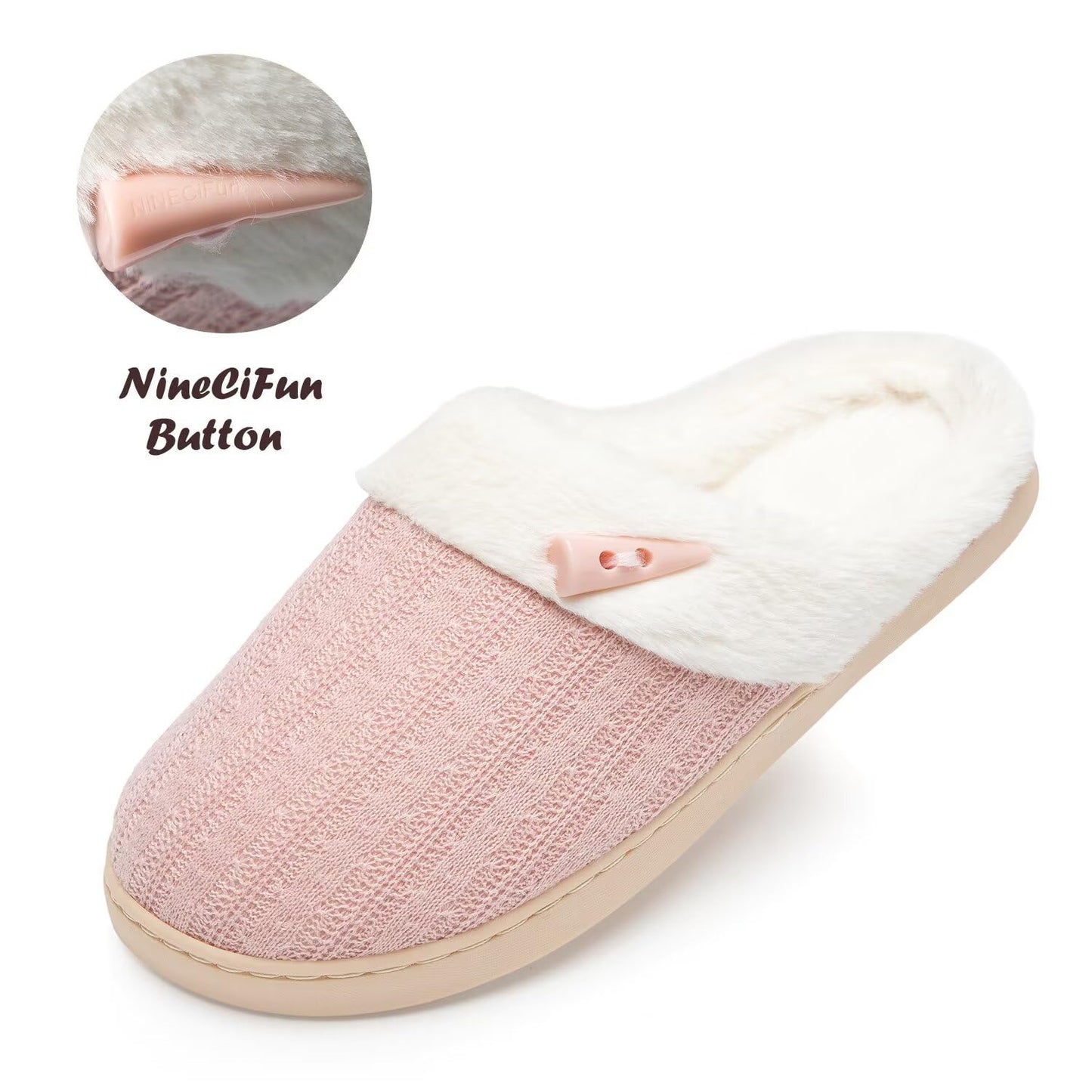 Women's Slip on Fuzzy House Slippers Memory Foam Slippers