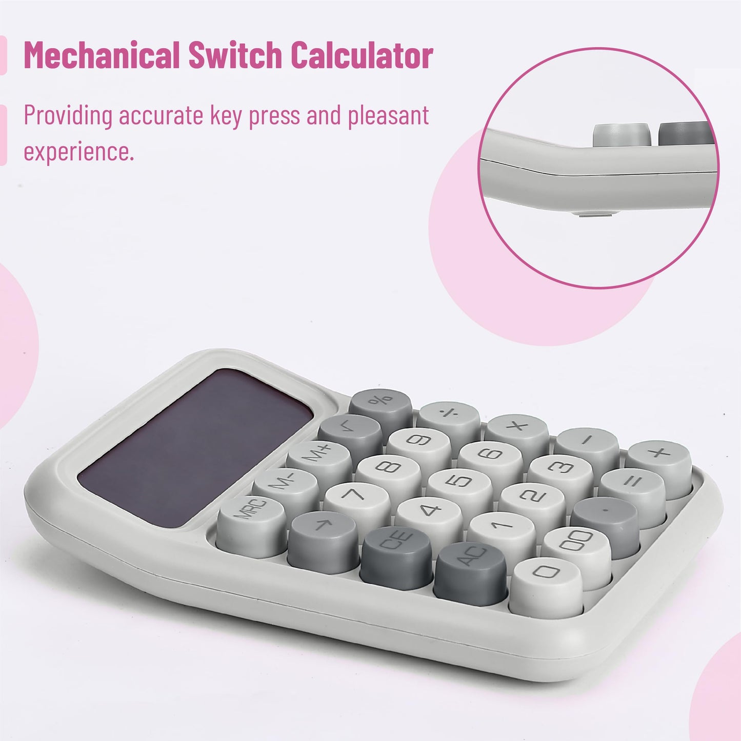 Large Mechanical Switch Calculator, 12 Digits, LCD Display, Big Buttons