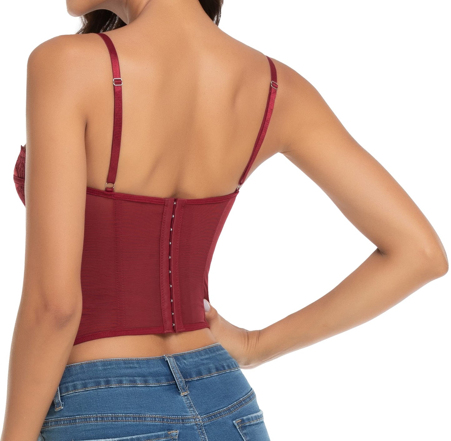 Lace Bustier Corset Tops for Women - Sexy Going Out Party Club Top with Buckle