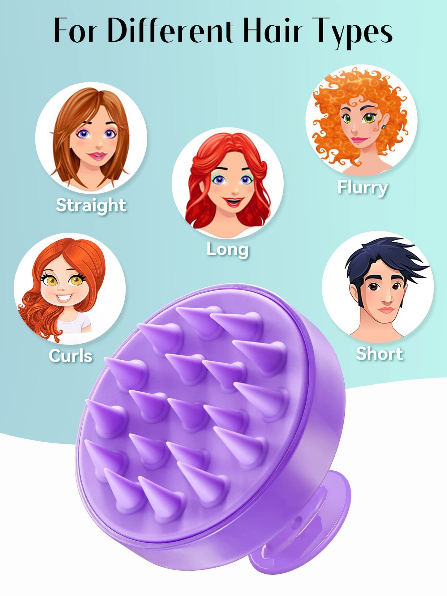 Shampoo Scalp Brush Massager - Scalp Scrubber with Soft Silicone Bristles for Hair Growth & Dandruff Removal