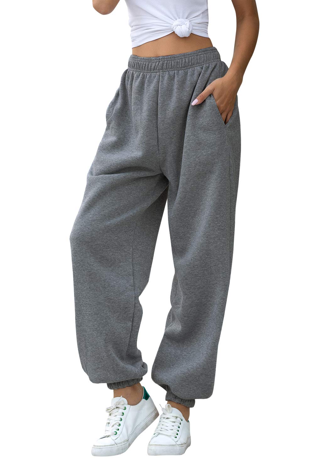 Women's High Waisted Sweatpants Workout Active Joggers Pants Baggy Lounge Bottoms