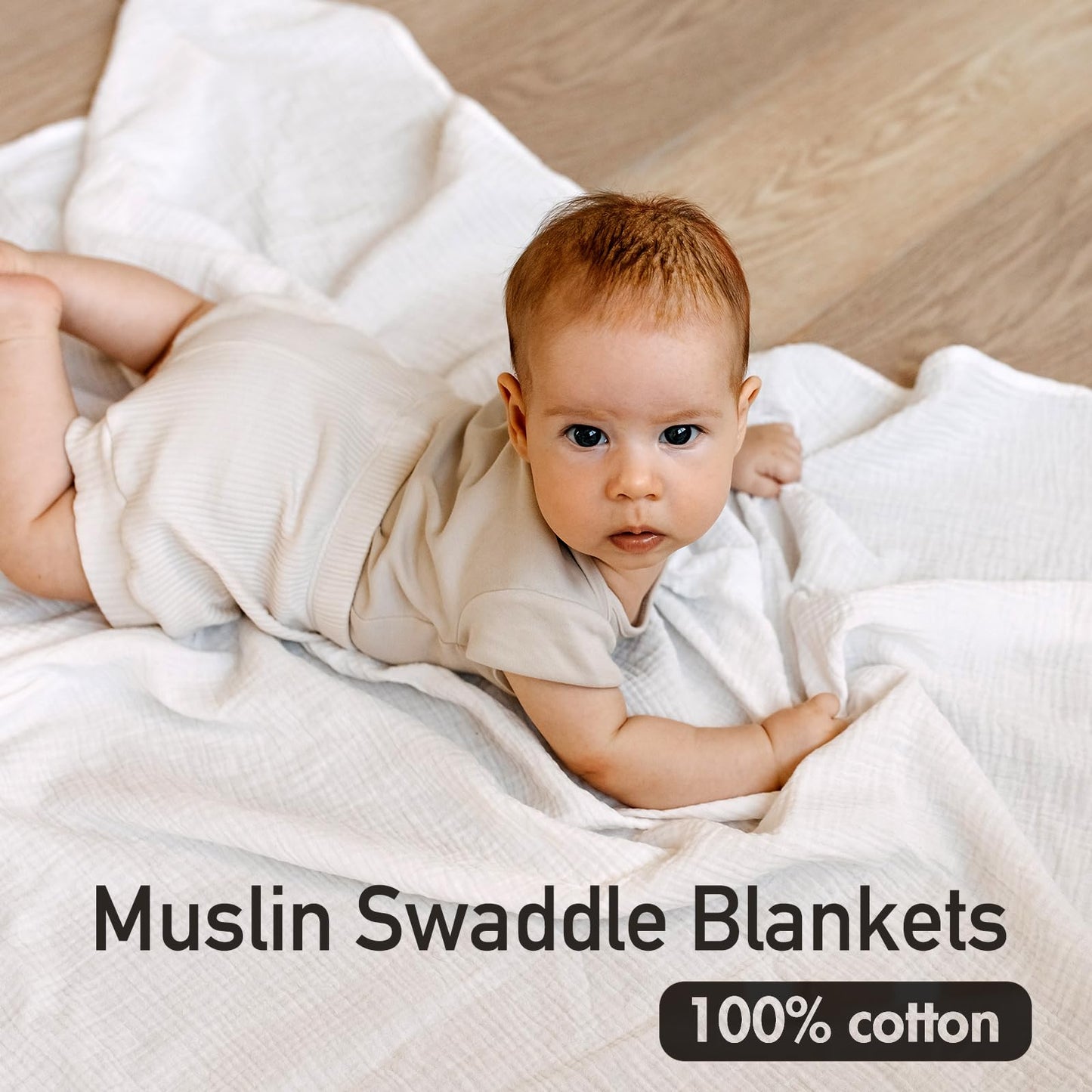 Muslin Swaddle Blankets for Newborn, 3 Pack Breathable Soft Receiving Blanket, Large 38 x 40 inches