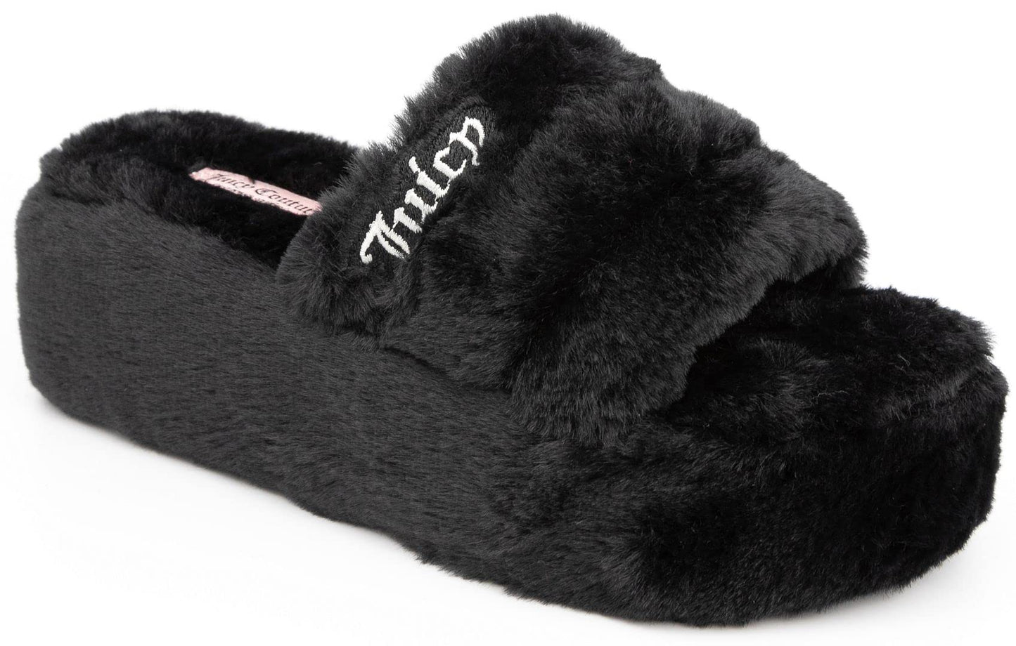 Juicy Couture Women's Faux Fur Slide Sandals – Comfortable Furry Slip-On Slippers