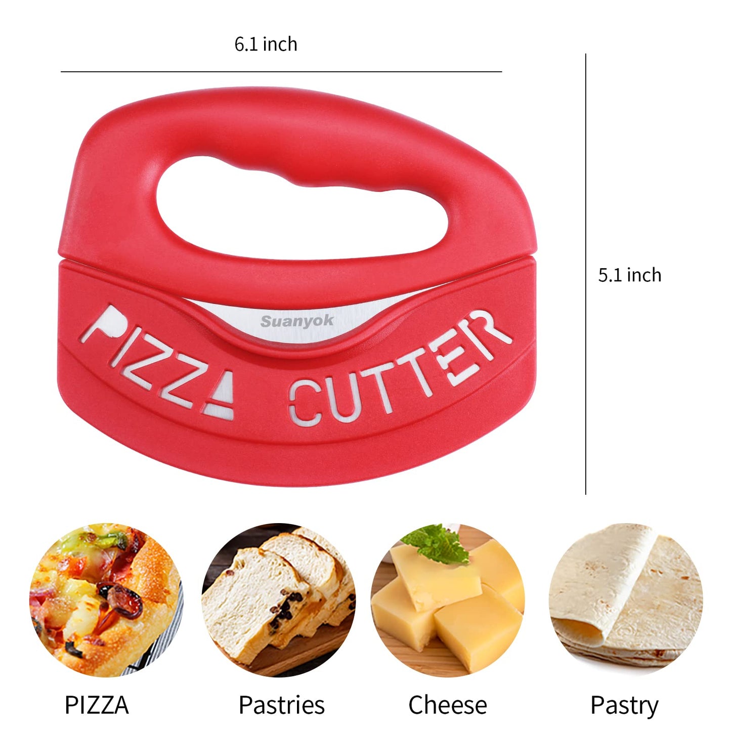 Premium Pizza Cutter Food Chopper-Super Sharp Blade Stainless Steel Pizza Cutter with Protective Sheath Multi Function Pizza Knife