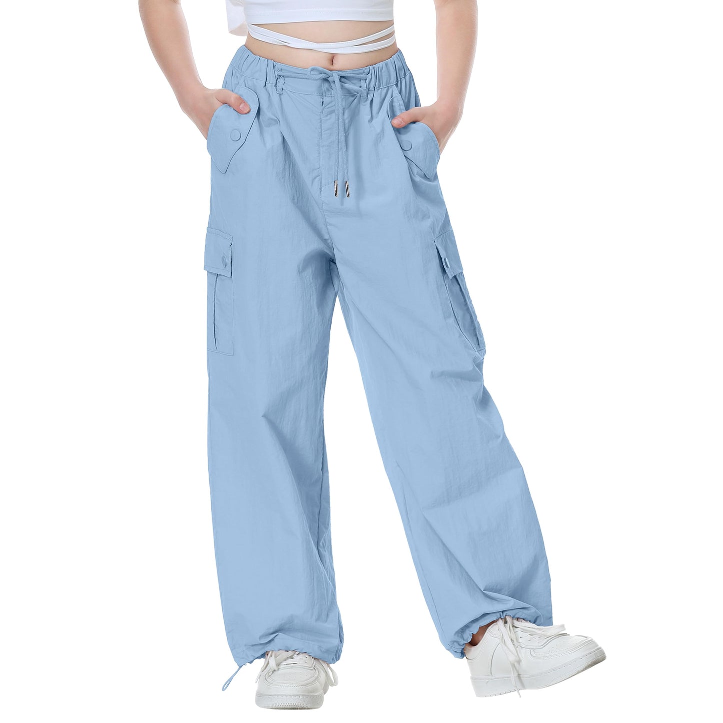 Girls Y2K Parachute Pants for Cargo Trousers with Pockets Harajuku Jogger Pants