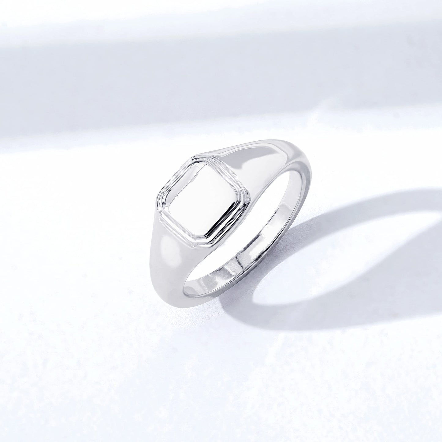 Plated 14K Sterling Silver Round Signet Ring