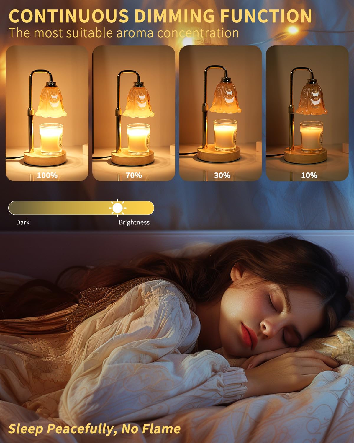 Dimmable Flower Candle Warmer Lamp with Timer & 4Bulbs