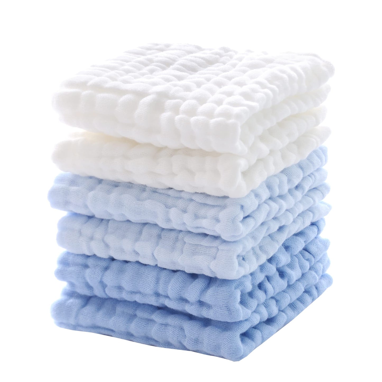 Newborns Washcloths and Burp Cloths, Soft Absorbent Towels, 6 Pack 12x12 Inches