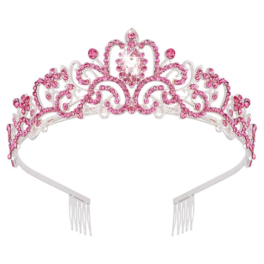 Princess Crystal Tiara Crown Headband Elegant Crown With Combs