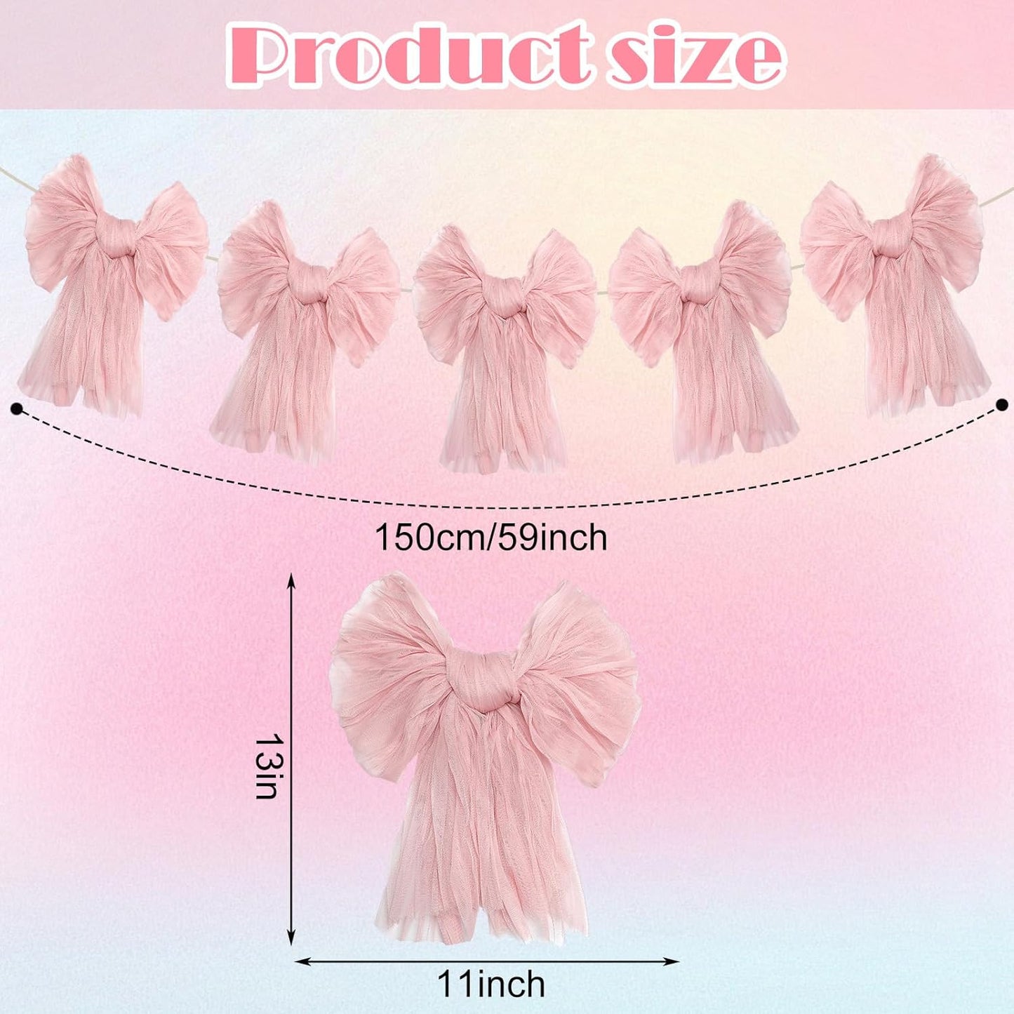 Pink Bow Garland Banner for Coquette Theme Pink Bow Party Hanging Swirls Decorations