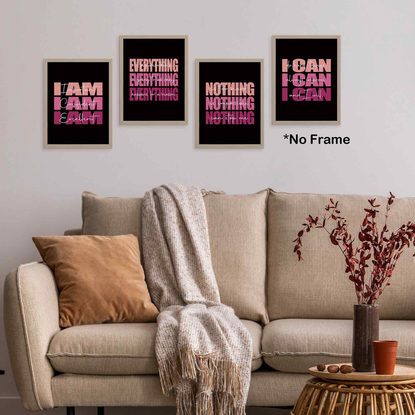 Set of 4 Inspirational Posters – Motivational Wall Art for Teen Girls & Women (8x10)