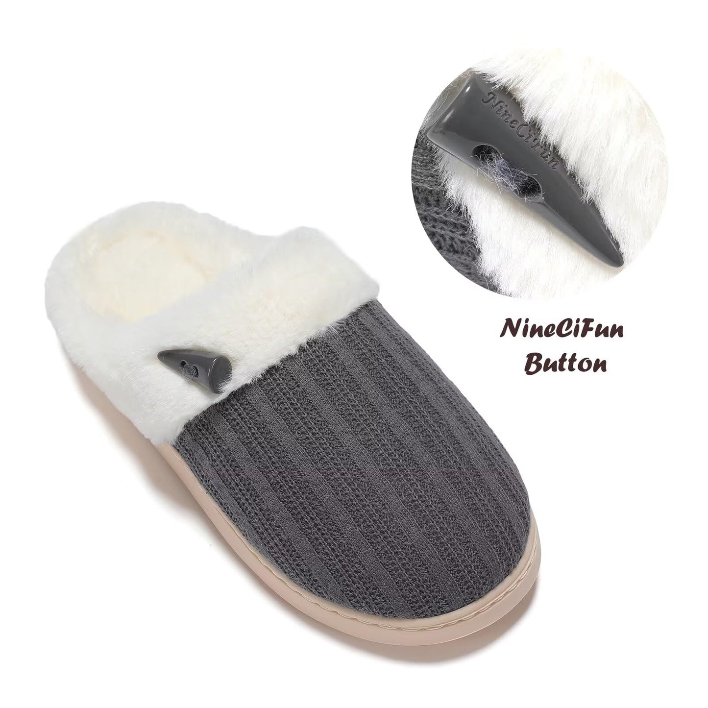 Women's Slip on Fuzzy House Slippers Memory Foam Slippers