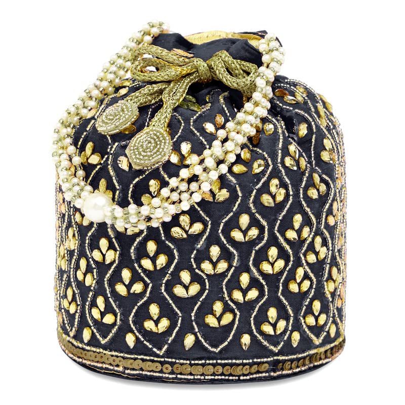 Handmade Aheli Potli Bag – Elegant Evening Wristlet & Bridal Handbag